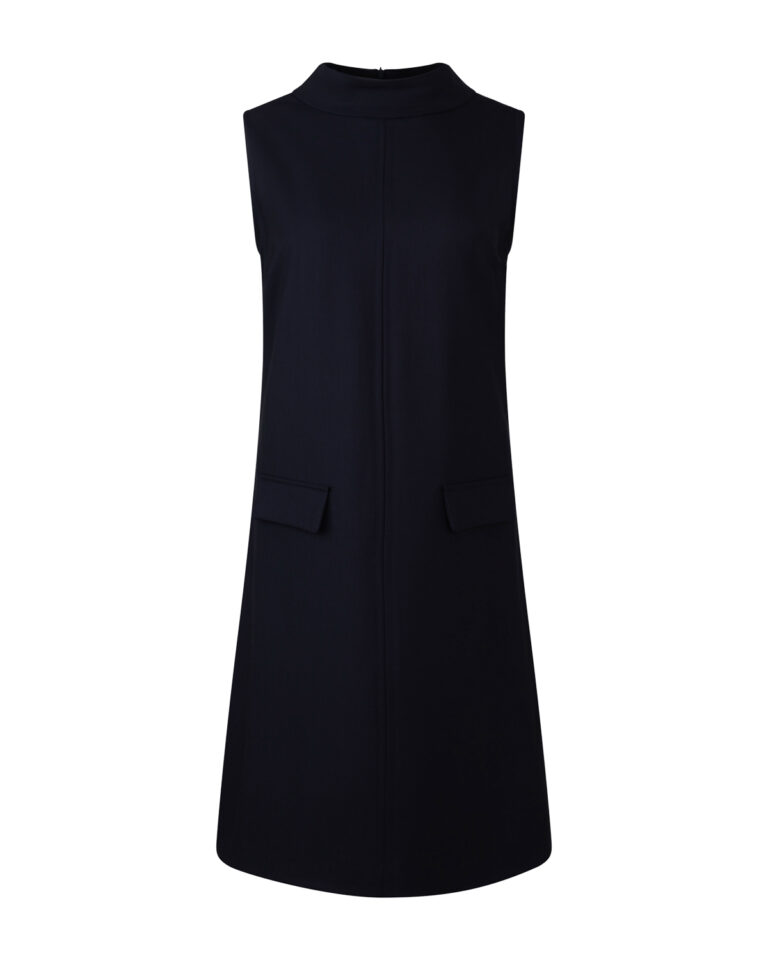 Fliessendes SIXTIES Kleid mit hohem Kragen